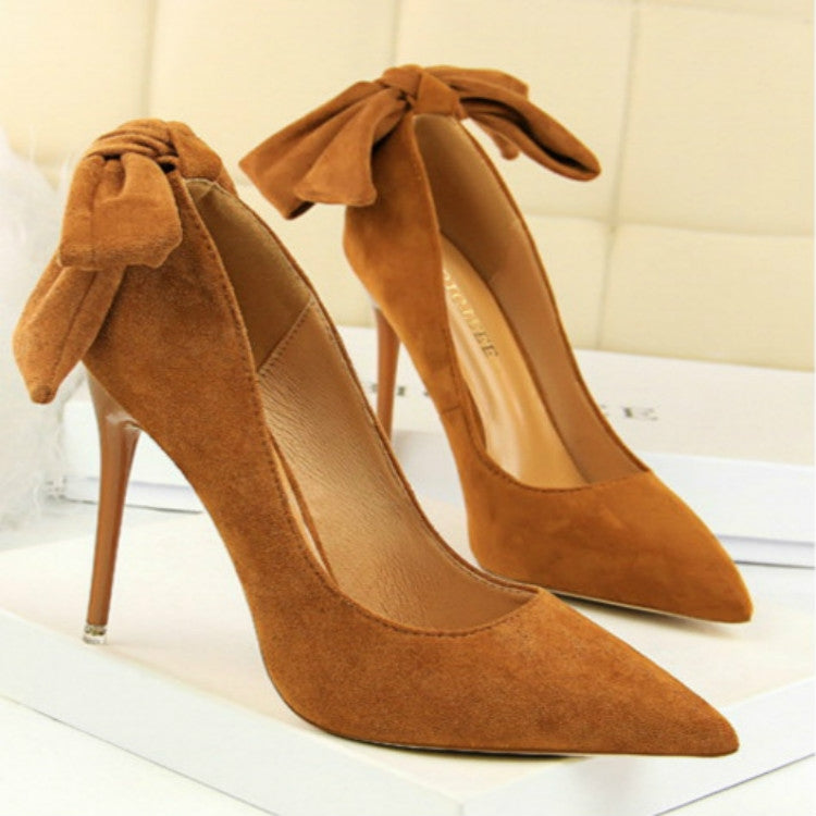 Women Pointed Toe Bow-Knot High Heels, Shoe Size:37