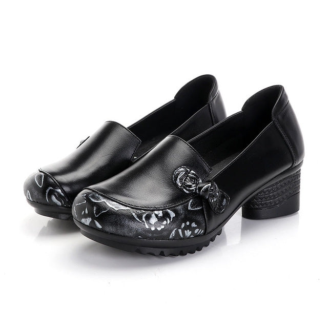 Mid-heel Soft-back Comfort Shoes, Shoes Size:39(Black)