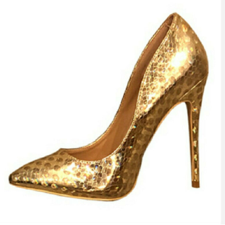 Sexy Gold Women Pumps Pointed Toe Stilettos High Heels Shoes, Size:37(10cm)