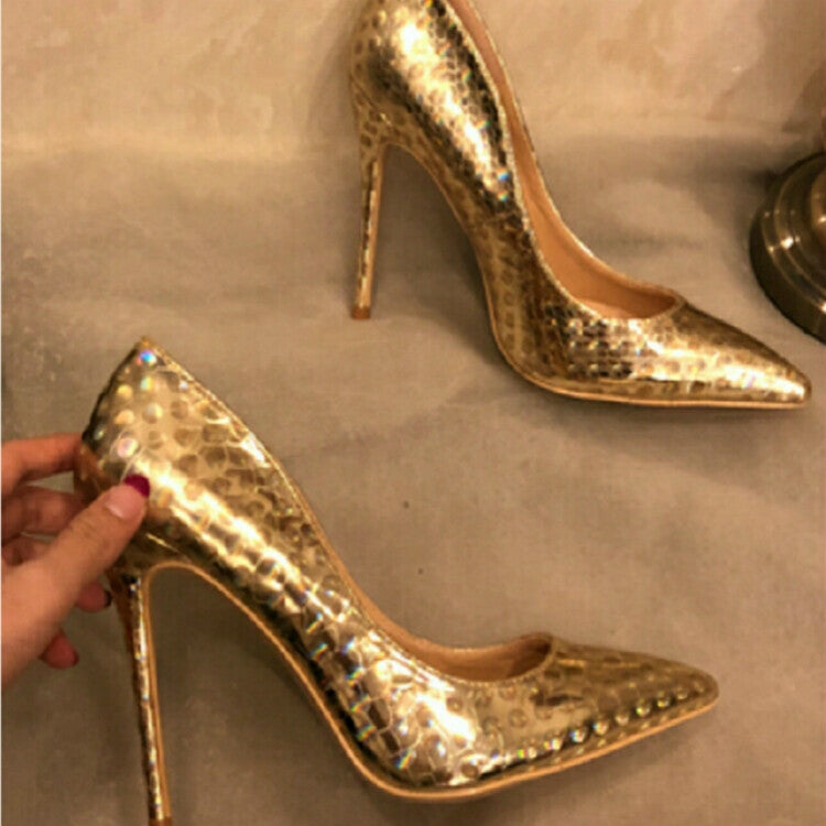 Sexy Gold Women Pumps Pointed Toe Stilettos High Heels Shoes, Size:38(10cm)