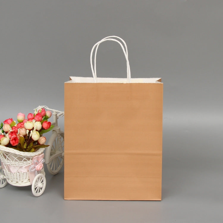 10 PCS Elegant Kraft Paper Bag With Handles for Wedding/Birthday Party/Jewelry/Clothes, Size:32x25x11cm
