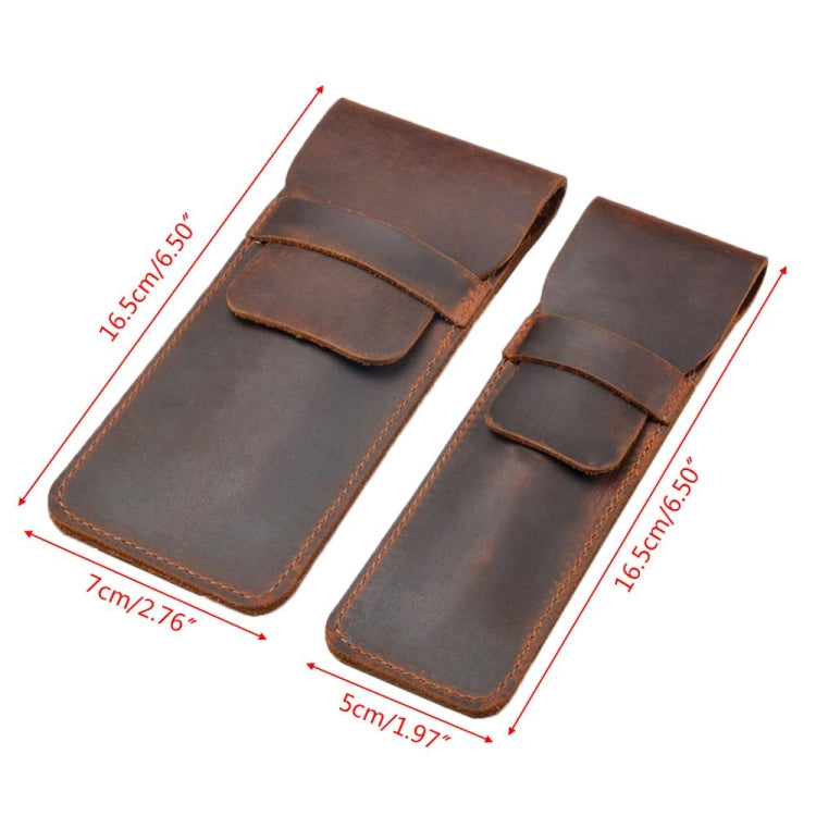 Leather Pen Bag Personality Retro Hand-made Crazy Horse Head Layer Leather Pen Cover, Size:L(Coffee)