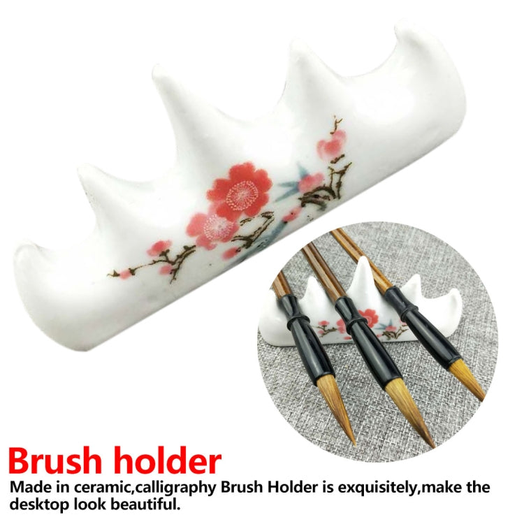 Ceramic Calligraphy Supplies Five Fngers Plum Pattern Brush Pen Holder, Size:10Ã—4.5Ã—2cm