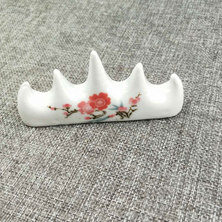 Ceramic Calligraphy Supplies Five Fngers Plum Pattern Brush Pen Holder, Size:10Ã—4.5Ã—2cm