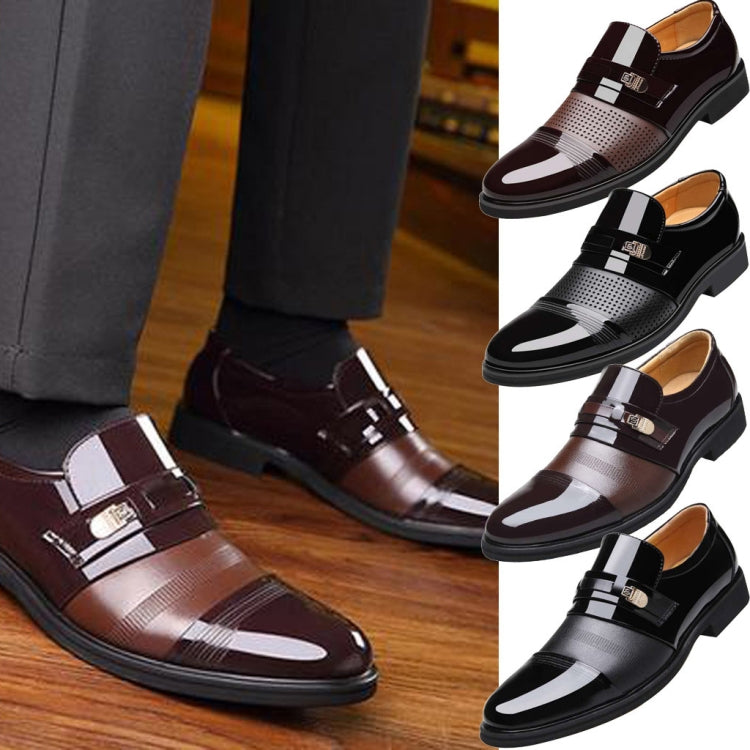 Men Summer Hole Shoe Slip-on Dress Business Shoes, Size:41