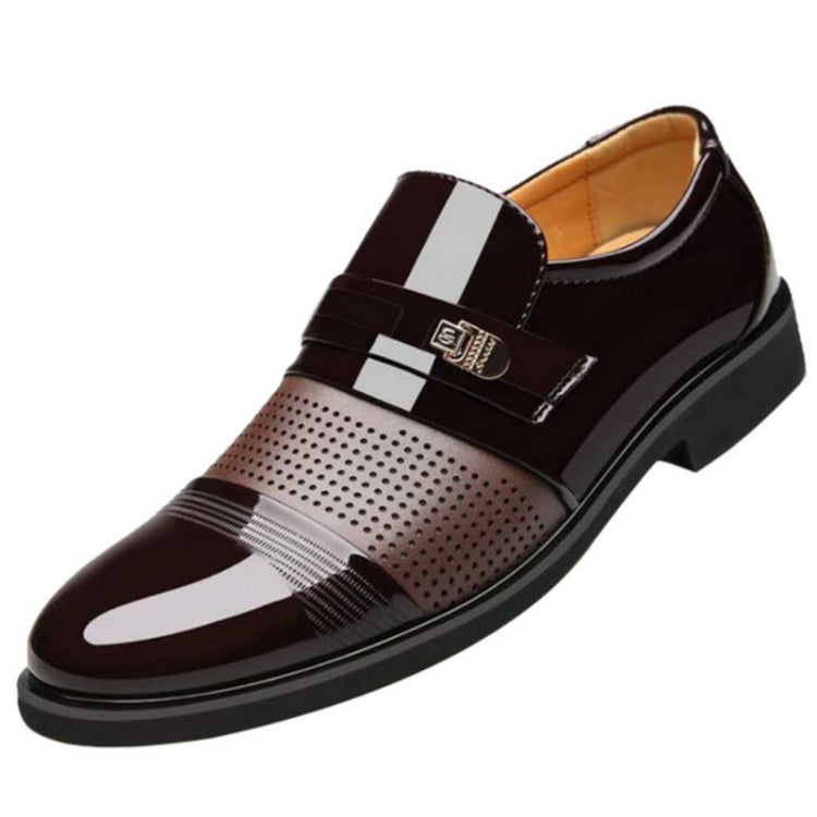 Men Summer Hole Shoe Slip-on Dress Business Shoes, Size:42
