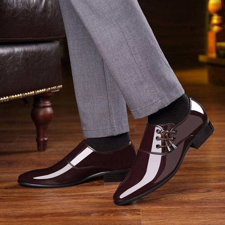 Pointed Business Dress Men Glossy Casual Leather Shoes, Size:41