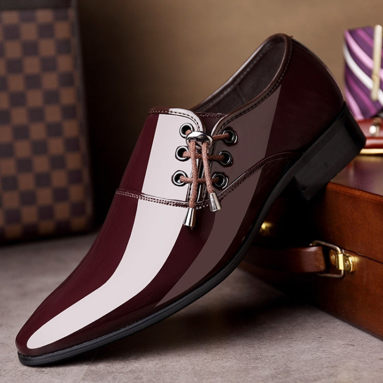Pointed Business Dress Men Glossy Casual Leather Shoes, Size:46