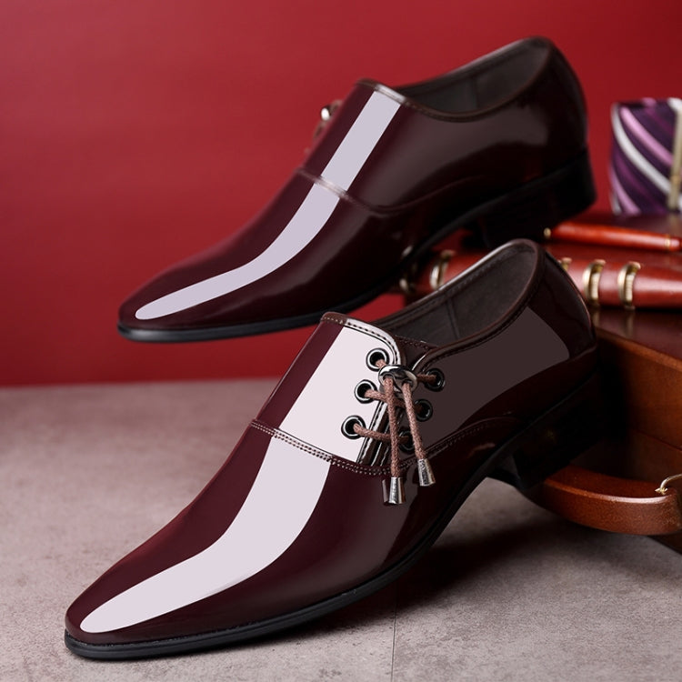 Pointed Business Dress Men Glossy Casual Leather Shoes, Size:46