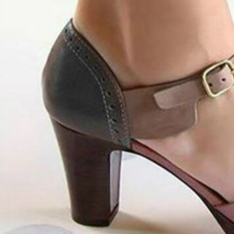 Vintage Open Toe Leather Sandals Heels, Size:35