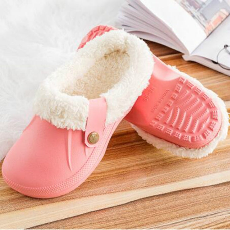 Waterproof Indoor Home Winter Warm Non-Slip Wool Cotton Slippers Couple Models, Size:37-38