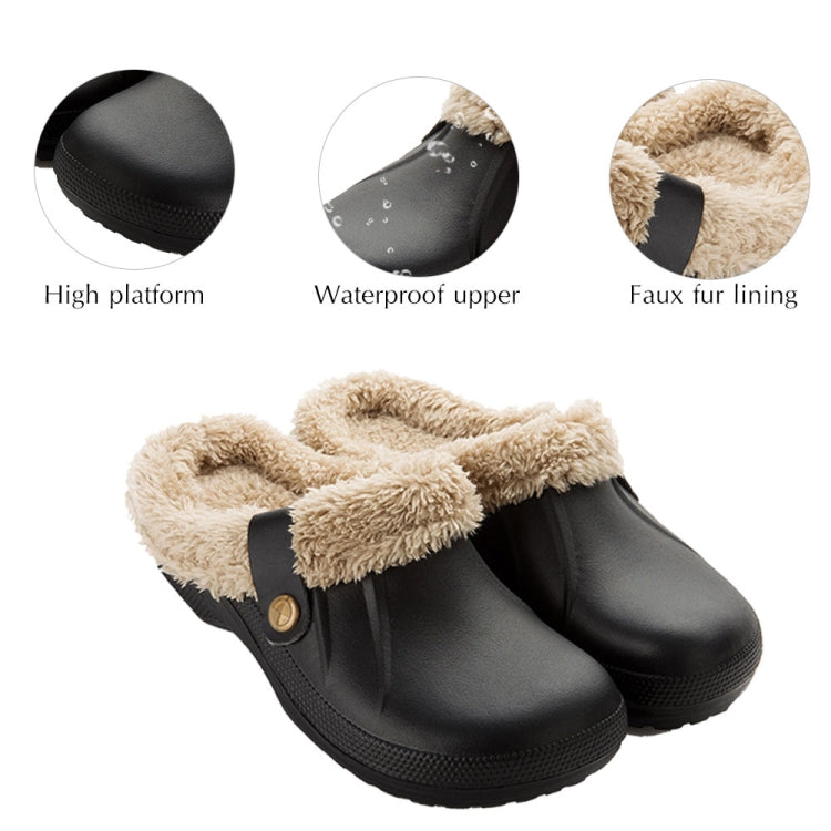 Waterproof Indoor Home Winter Warm Non-Slip Wool Cotton Slippers Couple Models, Size:37-38