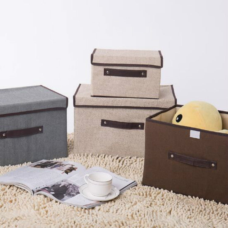 2 in 1 Cotton Fabric Cube Storage Box Embroidery Laundry Basket Cupboard Showcase Holder Toys Organizer
