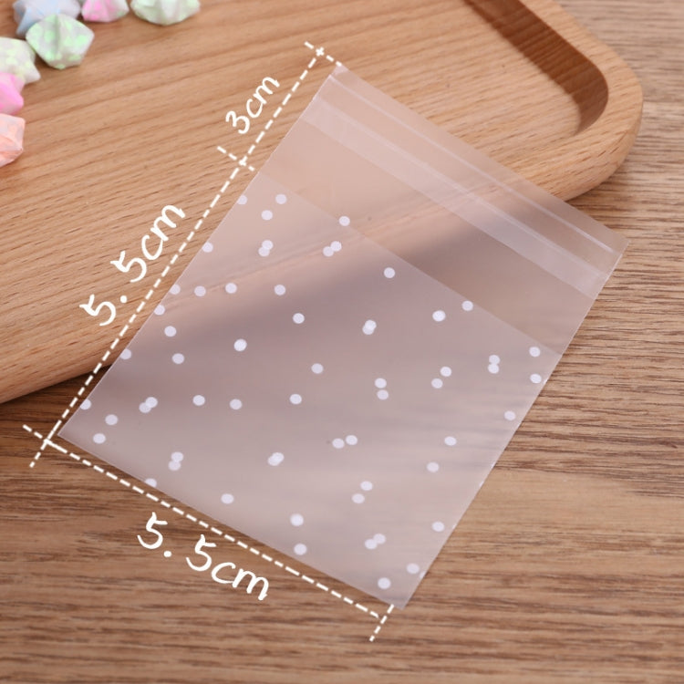 100 PCS Plastic Transparent Cellophane Bags Polka Dot Candy Cookie Gift Bag with DIY Self Adhesive Pouch Celofan Bags for Party, Size:5.5x5.5cm(Transparent)