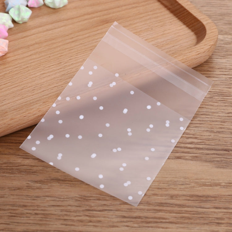 100 PCS Plastic Transparent Cellophane Bags Polka Dot Candy Cookie Gift Bag with DIY Self Adhesive Pouch Celofan Bags for Party, Size:10x10cm(Transparent)