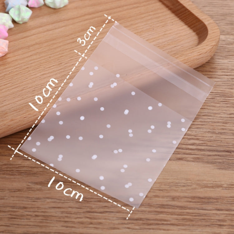 100 PCS Plastic Transparent Cellophane Bags Polka Dot Candy Cookie Gift Bag with DIY Self Adhesive Pouch Celofan Bags for Party, Size:10x10cm(Transparent)