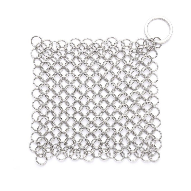 Stainless Steel Square Cast Iron Cleaner Pot Brush Scrubber Home Cookware Kitchen Cleaning Tool, Size:8Ã—8inch