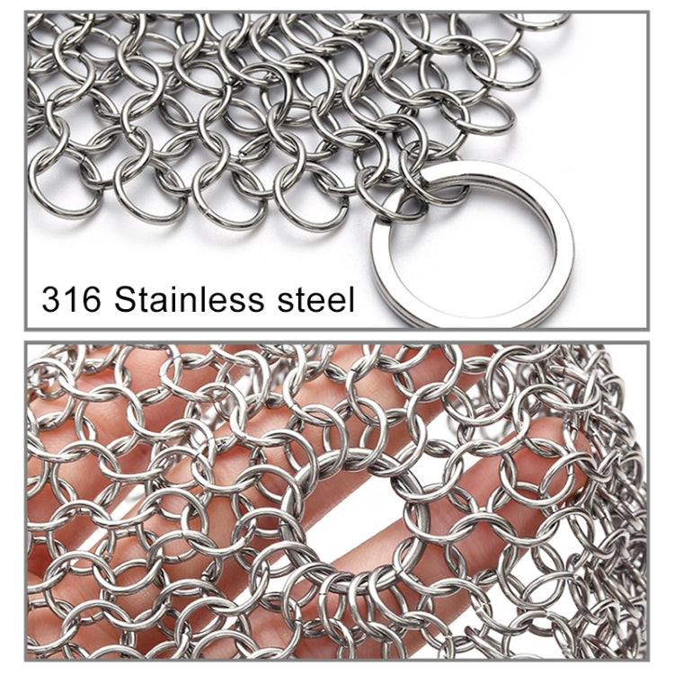 Stainless Steel Square Cast Iron Cleaner Pot Brush Scrubber Home Cookware Kitchen Cleaning Tool, Size:8Ã—8inch