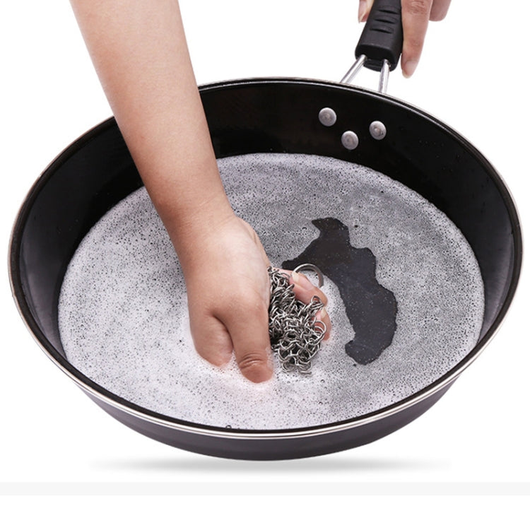 Stainless Steel Square Cast Iron Cleaner Pot Brush Scrubber Home Cookware Kitchen Cleaning Tool, Size:8Ã—8inch