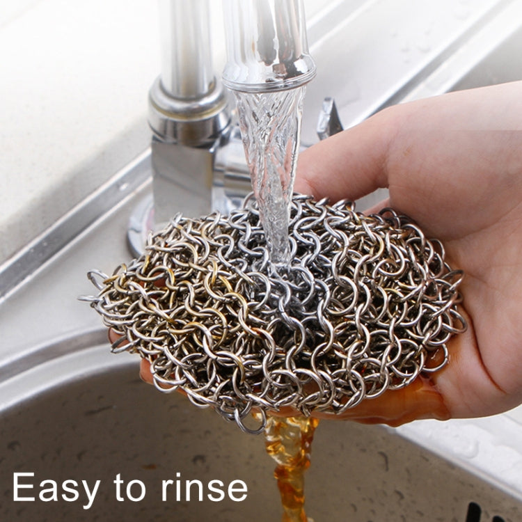 Stainless Steel Square Cast Iron Cleaner Pot Brush Scrubber Home Cookware Kitchen Cleaning Tool, Size:8Ã—8inch