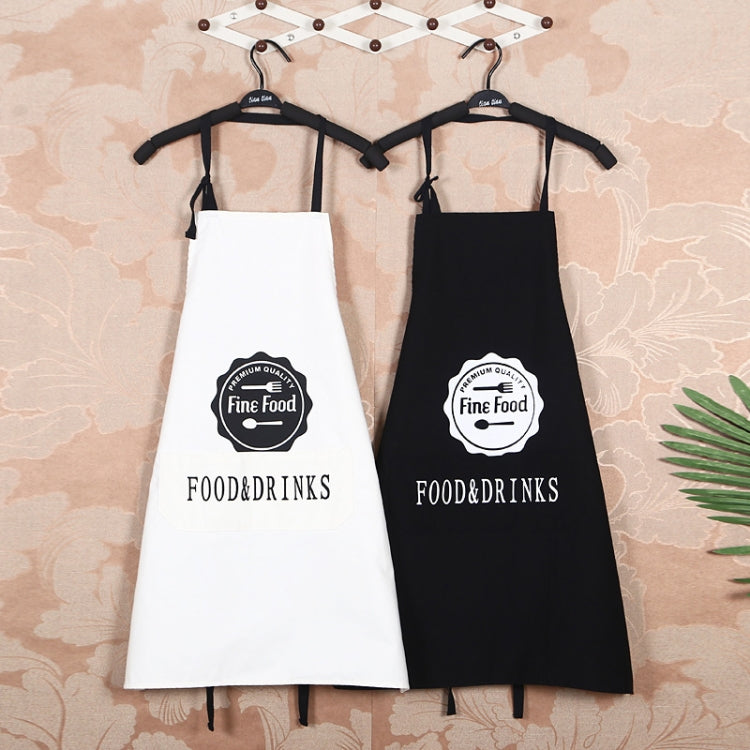 Cotton Padded Canvas Spoon Fork Pattern Apron Kitchen Anti-smudge Clothes, Size:72X56cm(Black)