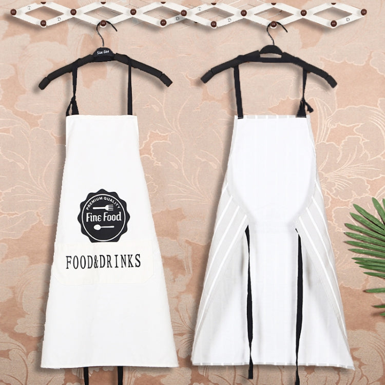 Cotton Padded Canvas Spoon Fork Pattern Apron Kitchen Anti-smudge Clothes, Size:72X56cm(Black)