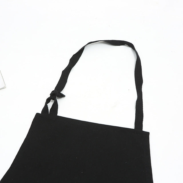 Cotton Padded Canvas Spoon Fork Pattern Apron Kitchen Anti-smudge Clothes, Size:72X56cm(Black)