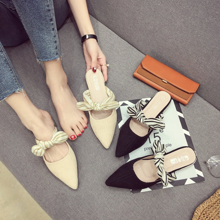 Bowknot Pointed Toe Flat Slippers, Shoe Size:38