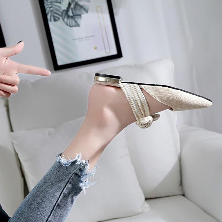 Bowknot Pointed Toe Flat Slippers, Shoe Size:38