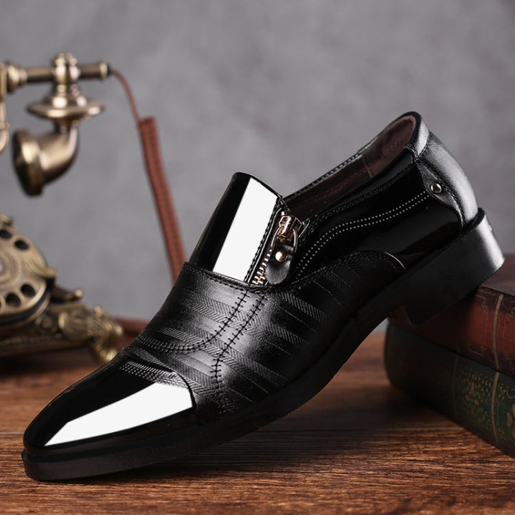 Men Business Dress Pointed Toe Slip-On Shoes, Size:45