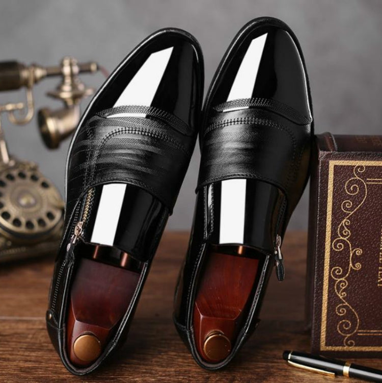 Men Business Dress Pointed Toe Slip-On Shoes, Size:45