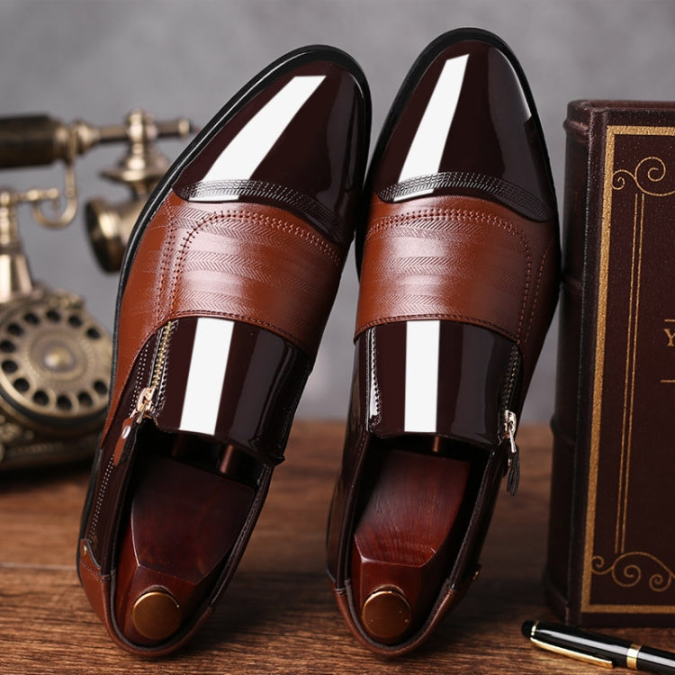 Men Business Dress Pointed Toe Slip-On Shoes, Size:45