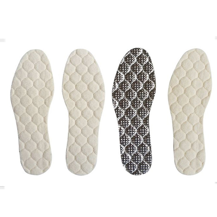 1 Pair Men And Women Wool Warm Insole Aluminum Film Insulation Sports Shock Insoles, Size:S(36-38)(Beige)