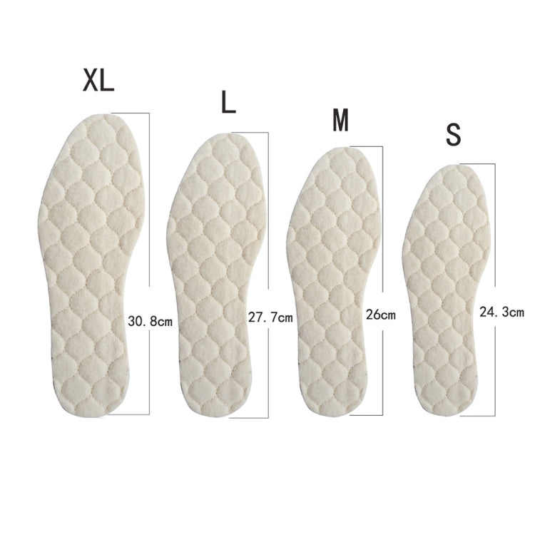 1 Pair Men And Women Wool Warm Insole Aluminum Film Insulation Sports Shock Insoles, Size:S(36-38)(Beige)