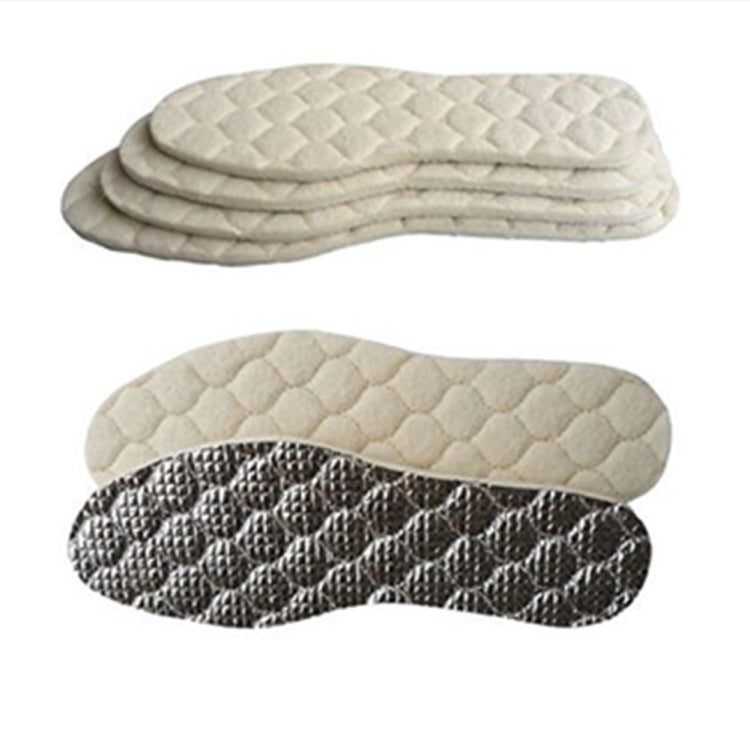 1 Pair Men And Women Wool Warm Insole Aluminum Film Insulation Sports Shock Insoles, Size:M(39-41)(Beige)