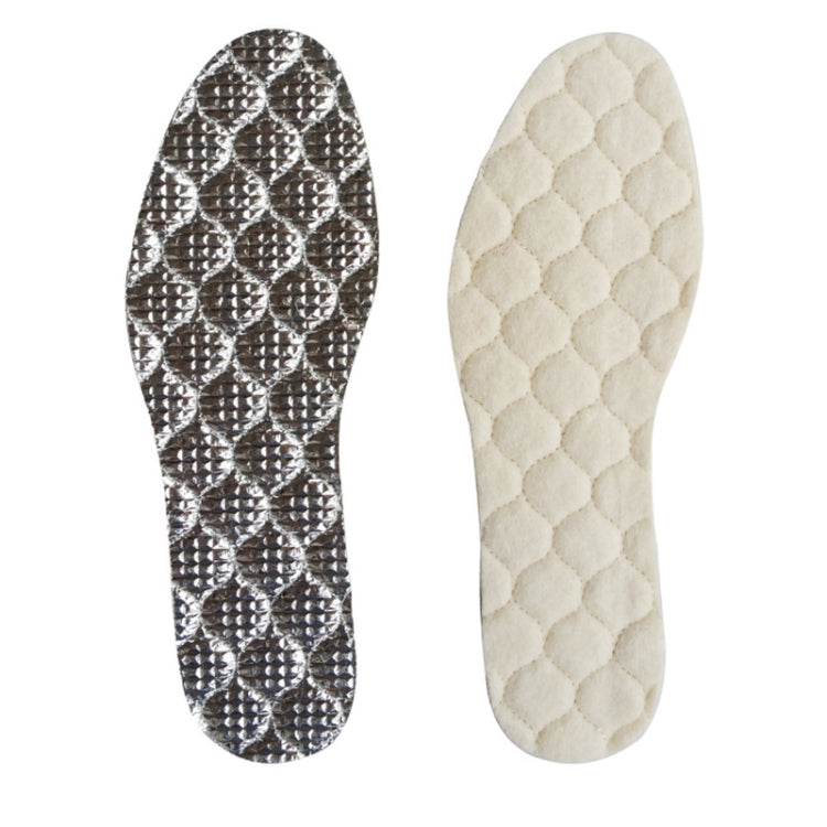 1 Pair Men And Women Wool Warm Insole Aluminum Film Insulation Sports Shock Insoles, Size:L(42-45)(Beige)