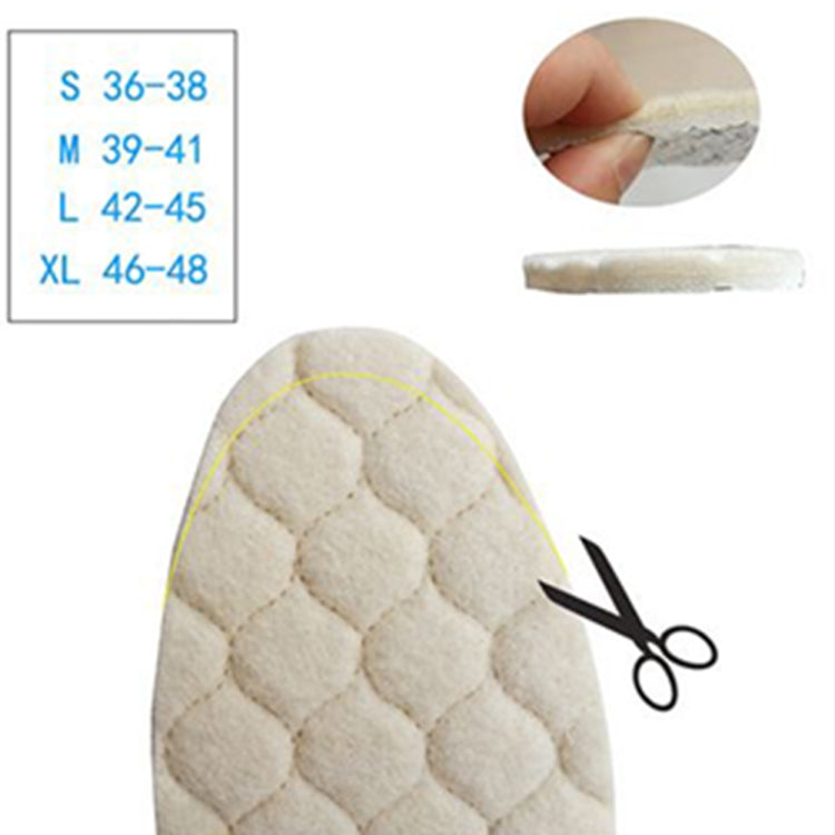 1 Pair Men And Women Wool Warm Insole Aluminum Film Insulation Sports Shock Insoles, Size:XL(46-48)(Beige)