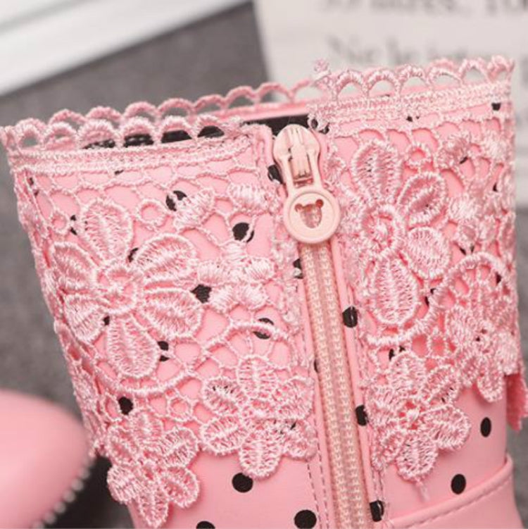 Children's Velvet Bow Pendant Lace Lace Snow Boots, Size:29, Color:Black