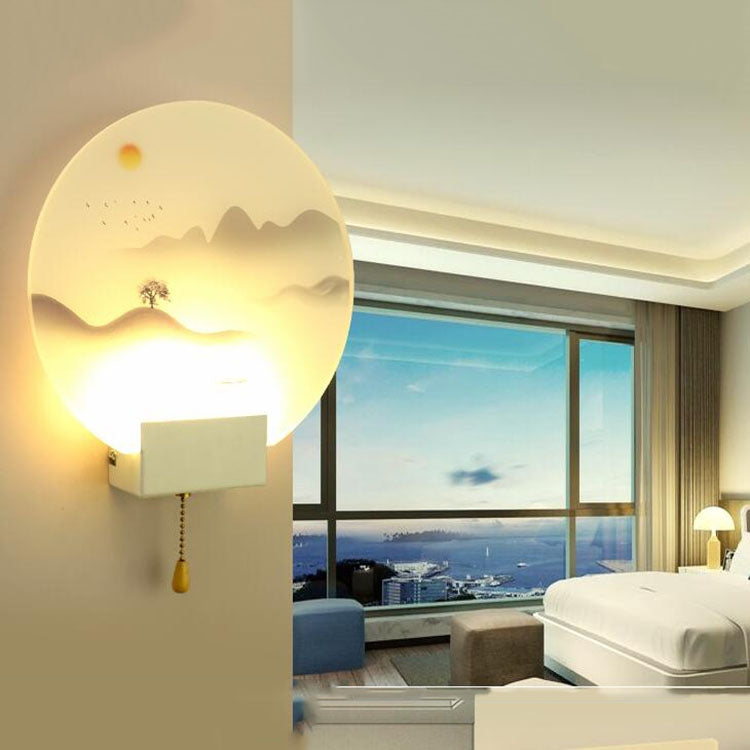 LED 8W Pull Switch Bedside Lamps Bedroom Creative Living Room TV Background Wall Aisle Stairs
