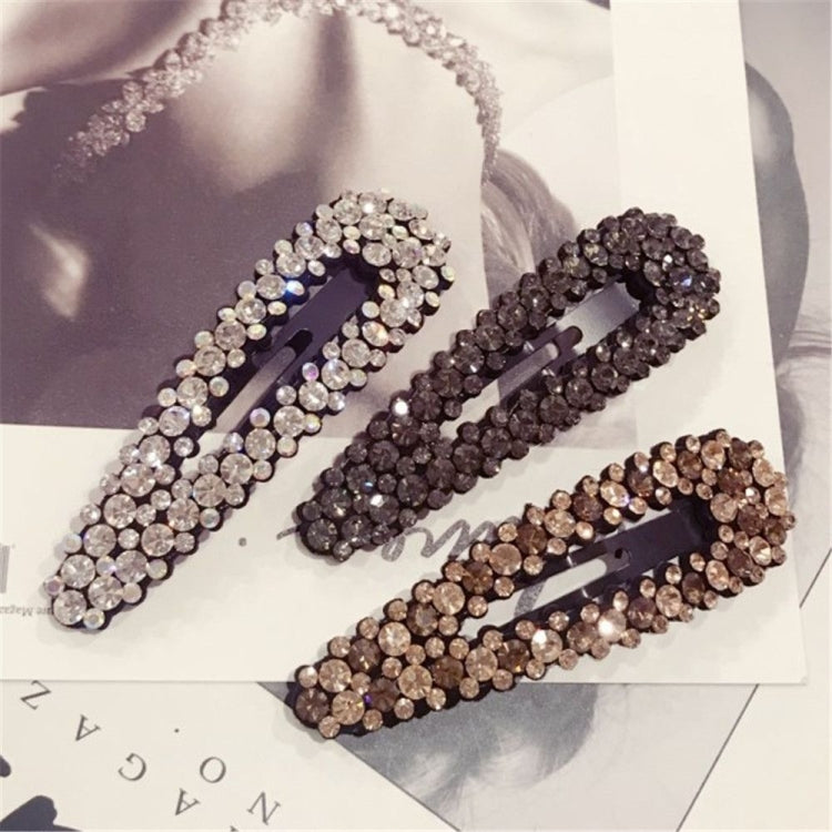 Fashion Water Drop Shape Rhinestones Hair Clips Geometric Women Barrette Hair Accessories(Silver White)
