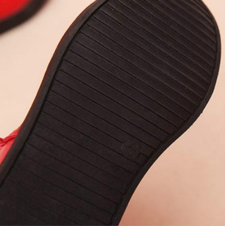 Winter Plus Velvet Tall Girls Warm Bow Flat Long Tube Children Boots, Size:28