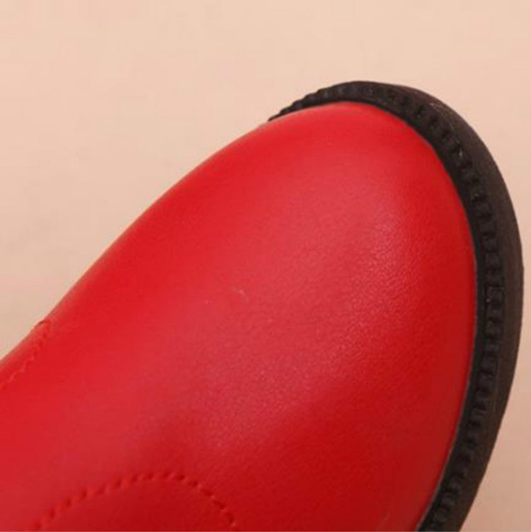 Winter Plus Velvet Tall Girls Warm Bow Flat Long Tube Children Boots, Size:34