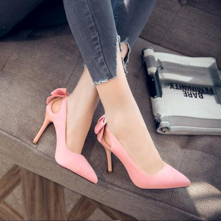 Women Shoes Bow Pointed Toe Stiletto Heels, Size:35