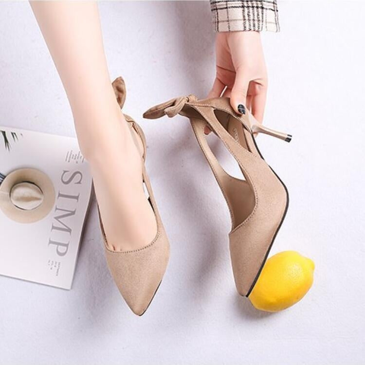 Women Shoes Bow Pointed Toe Stiletto Heels, Size:35