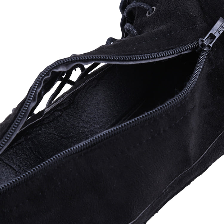 Thin Stretch Cloth With Knee - High Flat Boots, Size:37