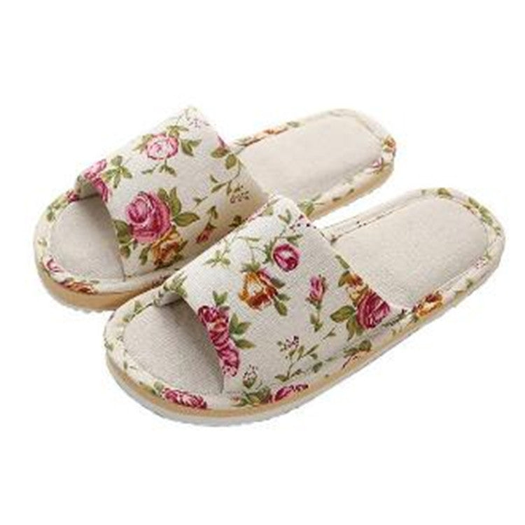 Casual Comfortable Floral Home Cotton Slippers, Shoe Size:37-38