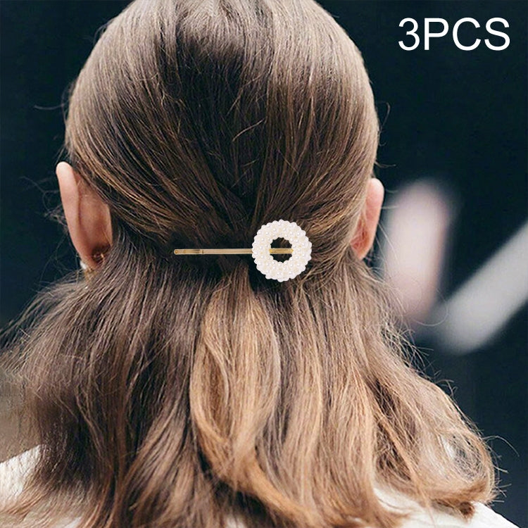 3 PCS Minimalist Style Pearl Letter Hairpin Girl Hairpin Side Clip Versatile Hair Accessory