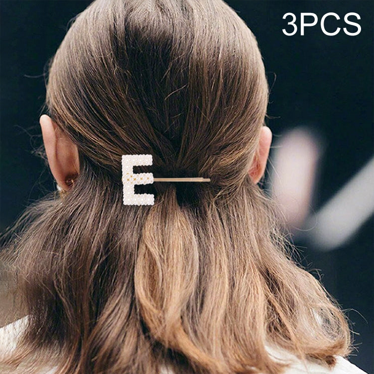 3 PCS Minimalist Style Pearl Letter Hairpin Girl Hairpin Side Clip Versatile Hair Accessory