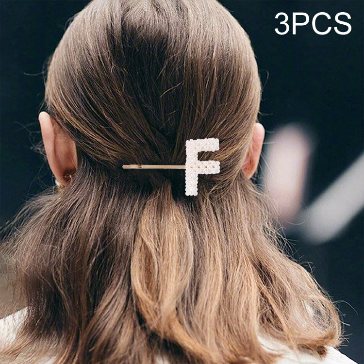 3 PCS Minimalist Style Pearl Letter Hairpin Girl Hairpin Side Clip Versatile Hair Accessory