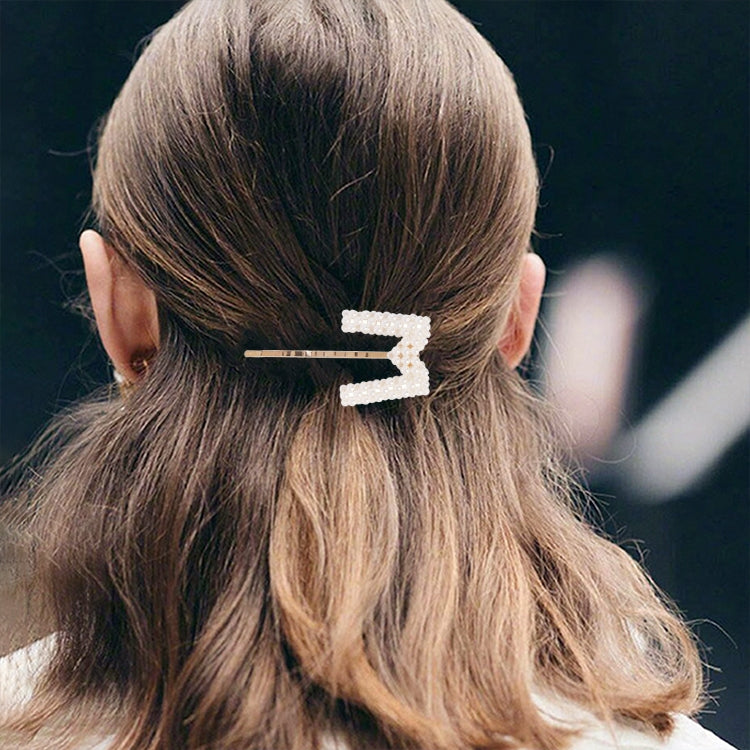 3 PCS Minimalist Style Pearl Letter Hairpin Girl Hairpin Side Clip Versatile Hair Accessory